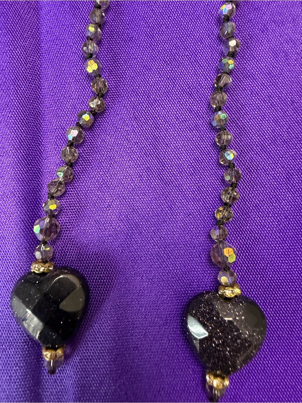 Park Lane Purple Crystal Beaded Lariat Necklace purple Heart Drops NEW